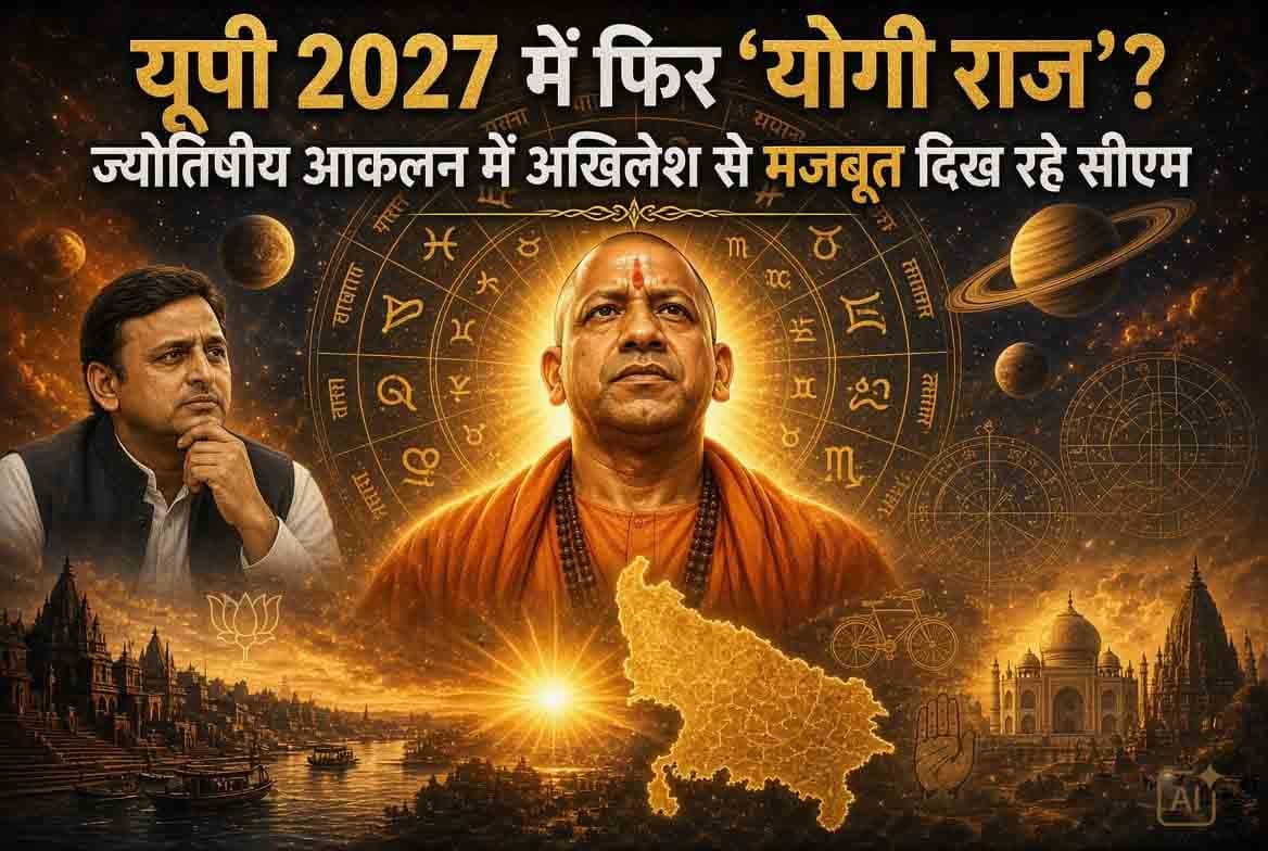 यूपी 2027 में फिर ‘योगी राज’? ज्योतिषीय आकलन में अखिलेश से मजबूत दिख रहे सीएम