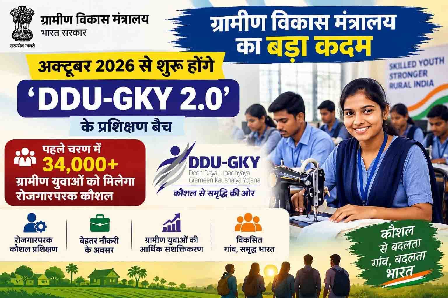 डीडीयू-जीकेवाई 2.0: अक्टूबर से 70 हजार ग्रामीण युवाओं को मिलेगा कौशल प्रशिक्षण