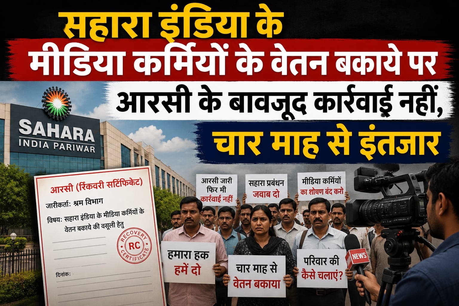 सहारा इंडिया के मीडिया कर्मियों के वेतन बकाये पर आरसी के बावजूद कार्रवाई नहीं, चार माह से इंतजार