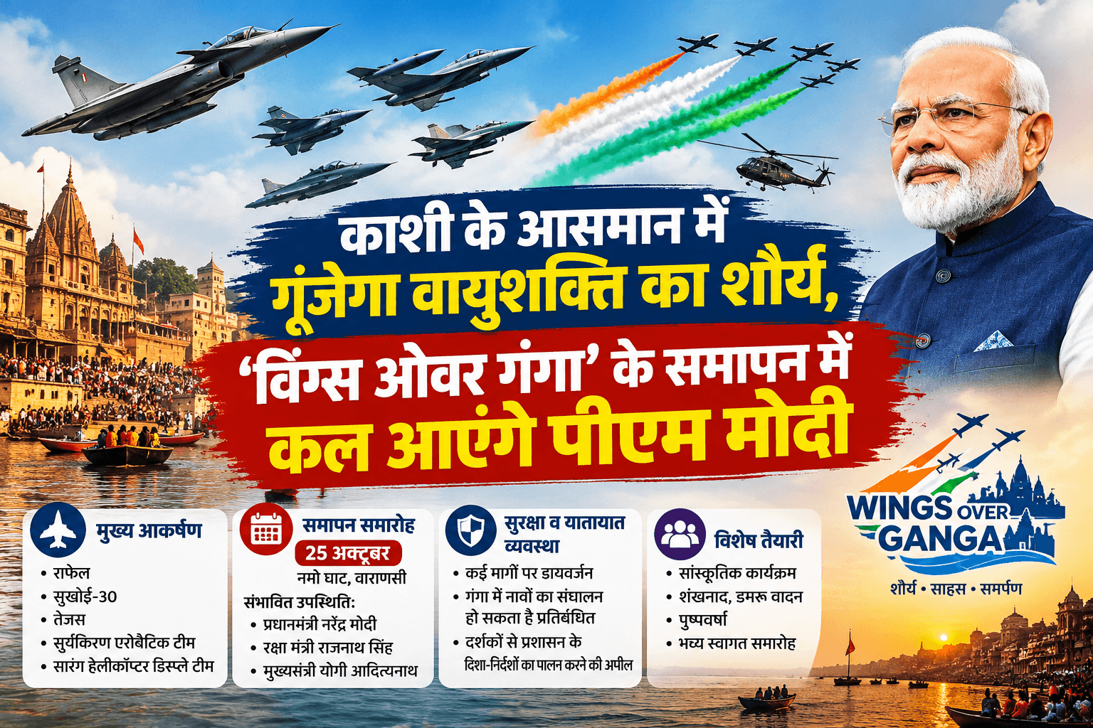काशी के आसमान में गूंजेगा वायुशक्ति का शौर्य, ‘विंग्स ओवर गंगा’ के समापन में कल आएंगे पीएम मोदी