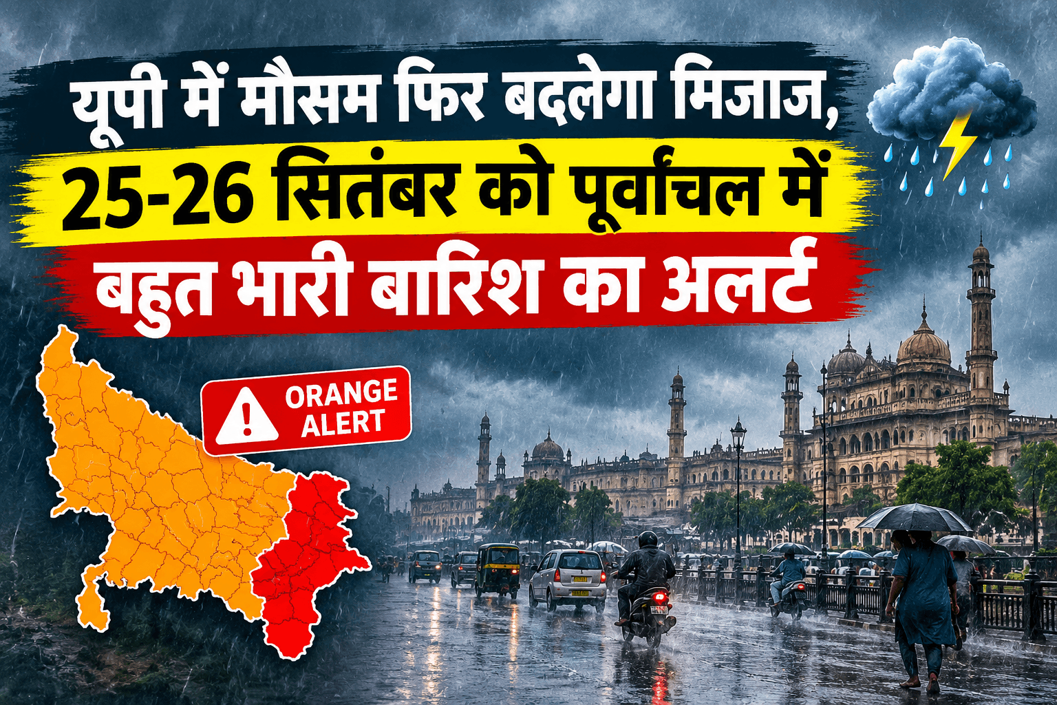 यूपी में मौसम फिर बदलेगा मिजाज, 25-26 सितंबर को पूर्वांचल में बहुत भारी बारिश का अलर्ट